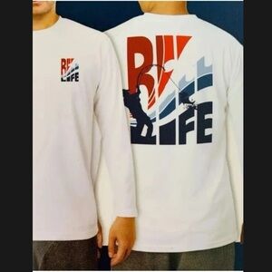 Reel Life Men’s Shirt, Long Sleeve Swim UV Sunshirt Rash Guard White XL NWOT